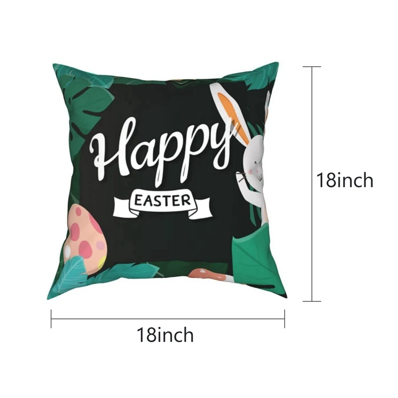 X18A-Easter Throw Pillow Covers Set Of 4, 18X18inch Bunny Decorative Square Throw Pillow Cover Cushion Covers Pillowcase