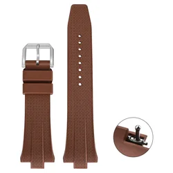 Fluoro Rubber Quick Release Sport Watch Strap - Waterproof Soft FKM Band, 9mm - 9mm (Brown)
