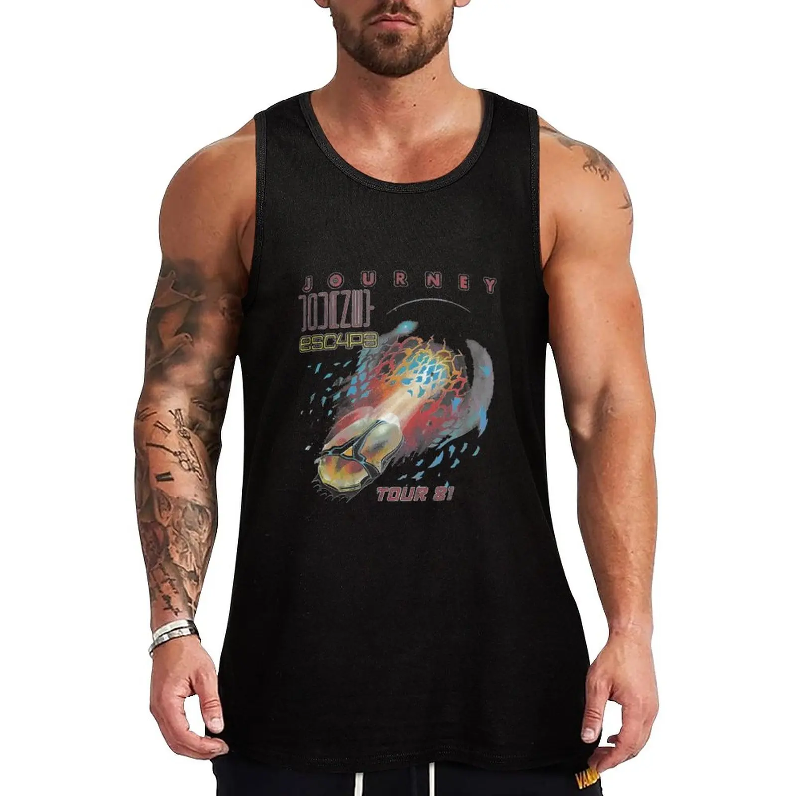 

New Journey Escape Tour Black Tee Tank Top Japanese t-shirt Men's sleeveless t-shirt Vest male