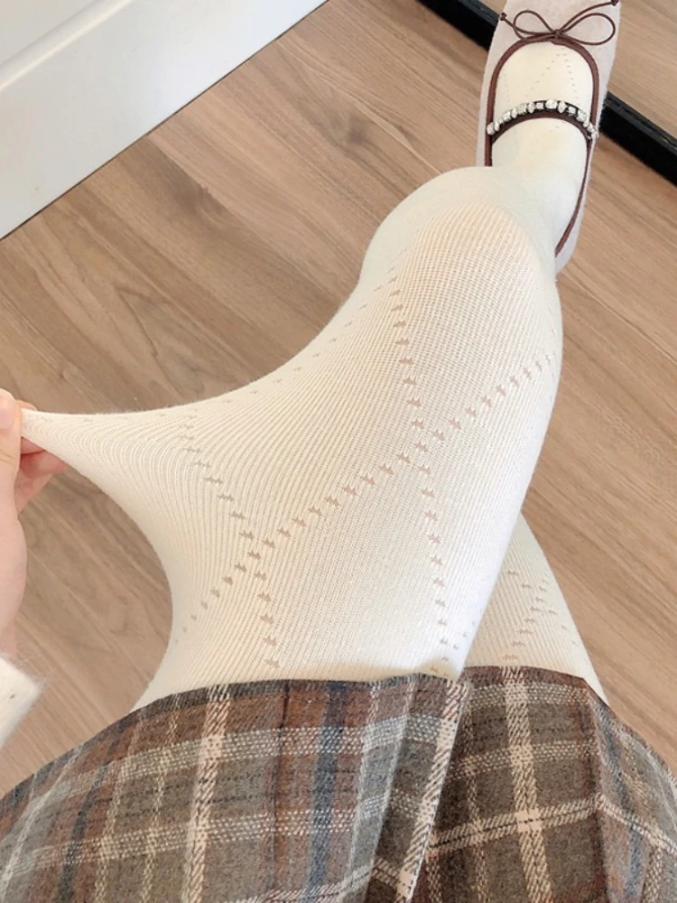 Hohe Qualität Hohl Raute Elastische Abnehmen Baumwolle Strumpfhosen Frauen Herbst Winter Warme Sexy Strümpfe INS Stil Mit Flachem Boden Strumpfhosen – Detail 2