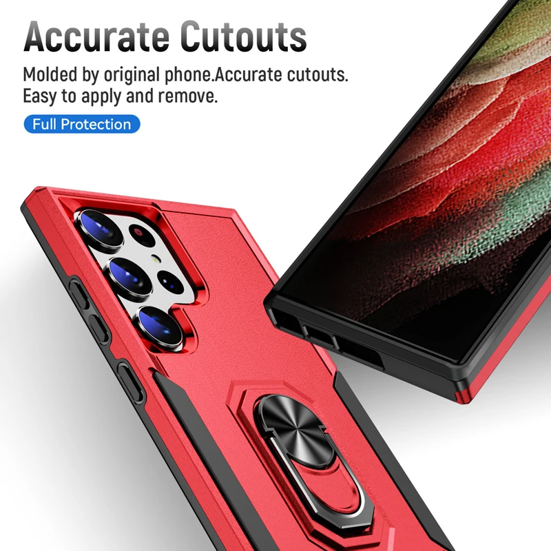 Bananq Metal Ring Stand Case Samsung S24 S23 S22 S21 Ultra S10 Plus S20 FE Cover For Galaxy A14 4G A54 5G A04S A05S A15_voghion.com