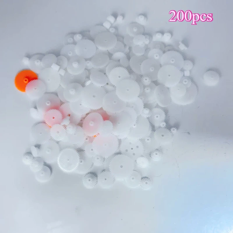 200PCS Mixed Plastic Gear Bag Motor Motor Transmission Gear 0.5 Mold DIY Handmade Toy Accessories engranajes de pl&aacute;stico