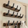 Perforated Light Luxury Black Nordic Creative Wooden Hook Wall Hanging Wall Black Walnut Decorative Row Hook 4