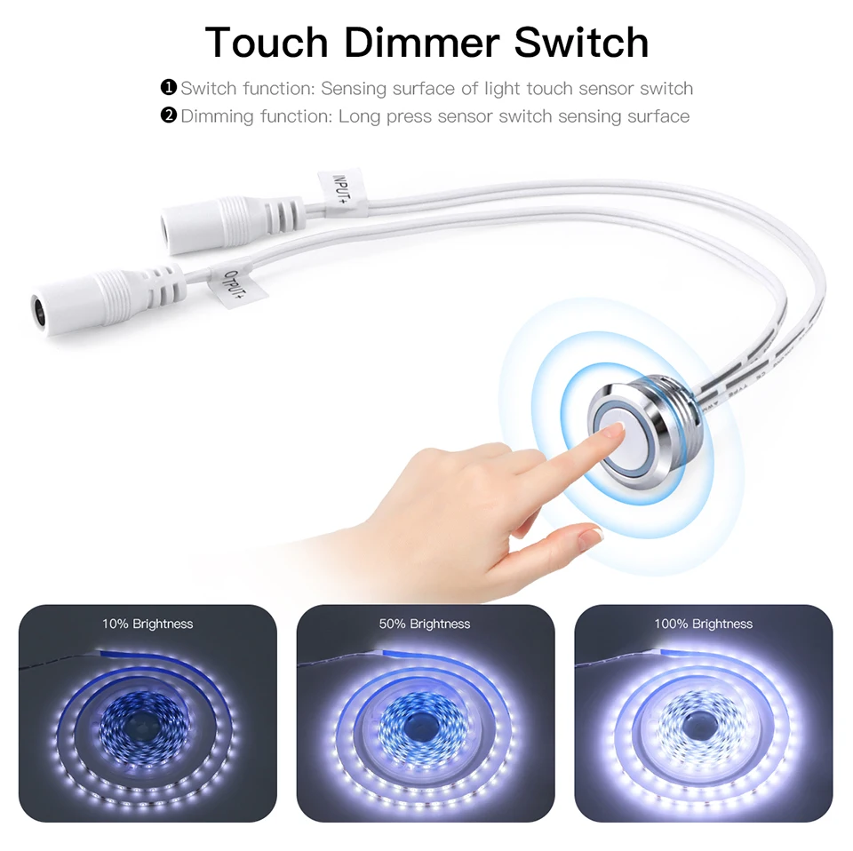 Description Picture 4 of item12V Dimmable LED Strip Light Recessed Touch Control Dimmer Switch LED Light Tape Bedroom Cabinet Room Decor Backlight Lighting ﻿