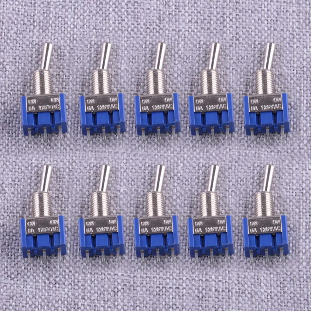 

10Pcs 3 Pin SPDT Mini Toggle Switch 2 Position ON/ON Fit for Car Boat Guitar