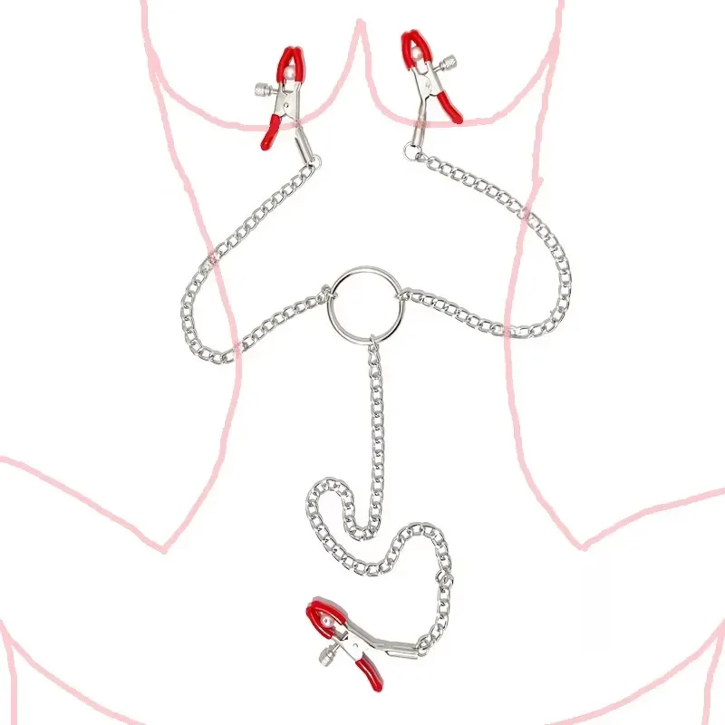 Nipple clips adjustable Y-shaped with stainless steel chain BDSM sex toy