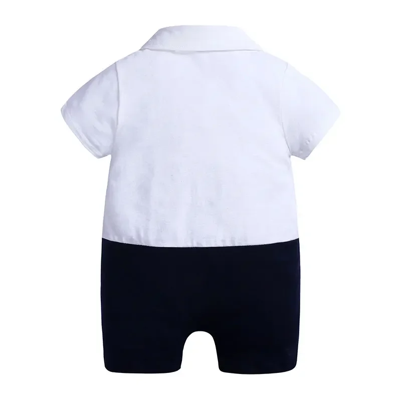 Cartoon Newborn Baby Clothes Boys Rompers Summer Baby Girls Clothes Cotton Short Sleeve Bow Tie Infant Rompers 3-18 Months 2