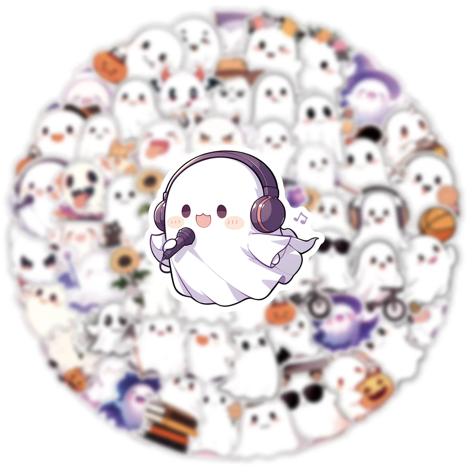 50Pcs 귀여운 할로윈 유령 스티커 DIY 스티커 Scrapbooking 전화 수하물 스케이트 보드 방수 데칼