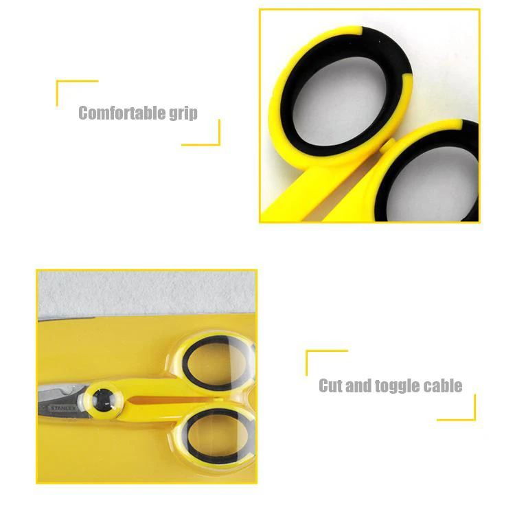 Description Picture 6 of itemSTANLEY 90-171-23C Two-Color Handle Electrician Scissors 140mm Hand Tools Wire Cutting and Stripping Multifunctional Scissors