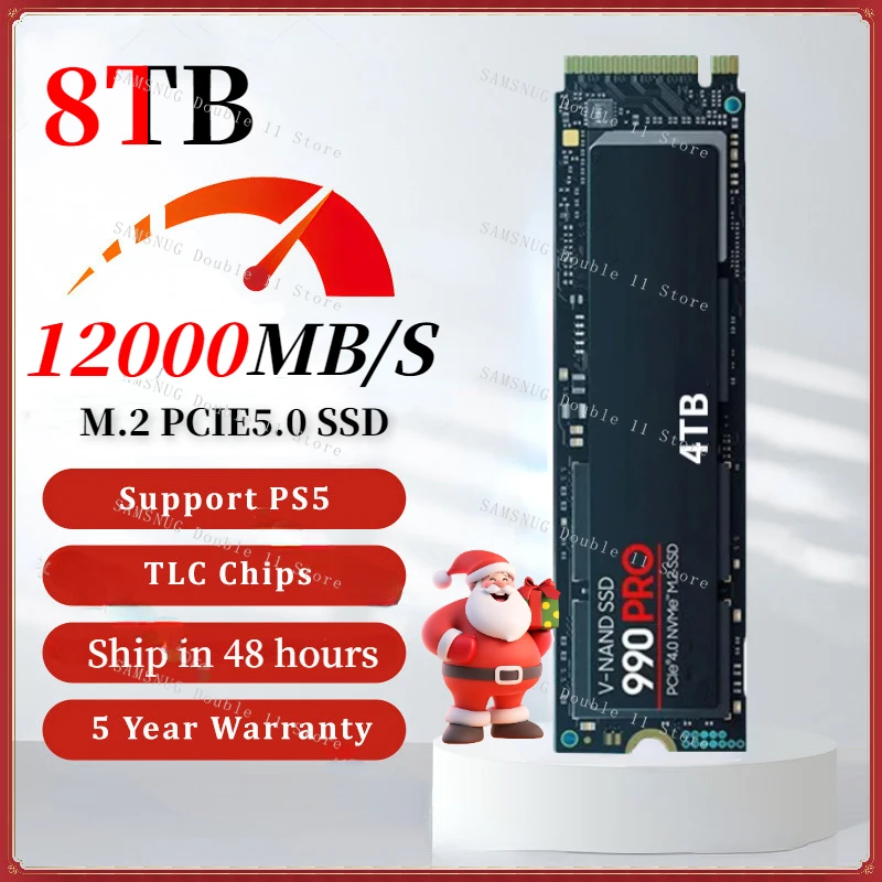 

980PRO 990PRO Original for PS5 SSD 8TB /2TB /4TB NVMe2.0 PCIe5.0 M.2 2280 Disk Drive for Laptop Mini PC Computer Xbox Series x