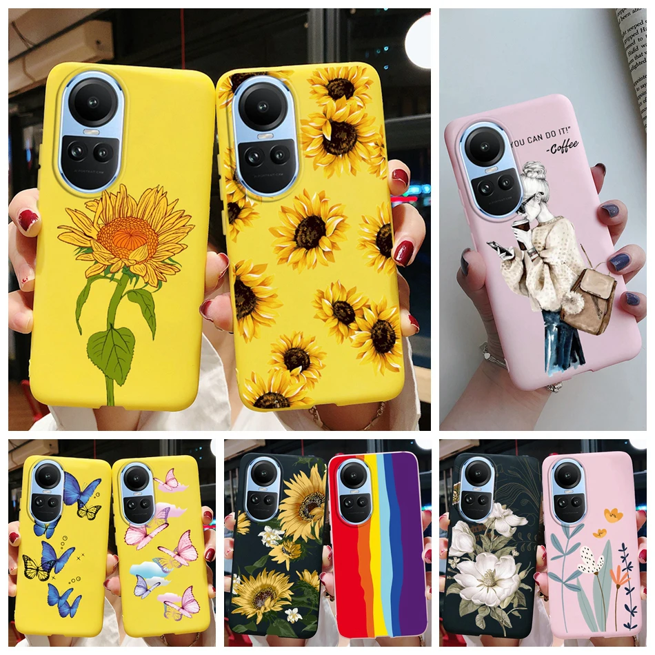 Per Oppo Reno 10 Case Reno10 Pro Cute Sunflower Heart Girls Cover Case Per Oppo Reno 10 Pro Plus Reno10 Pro + Soft Fundas Bumper