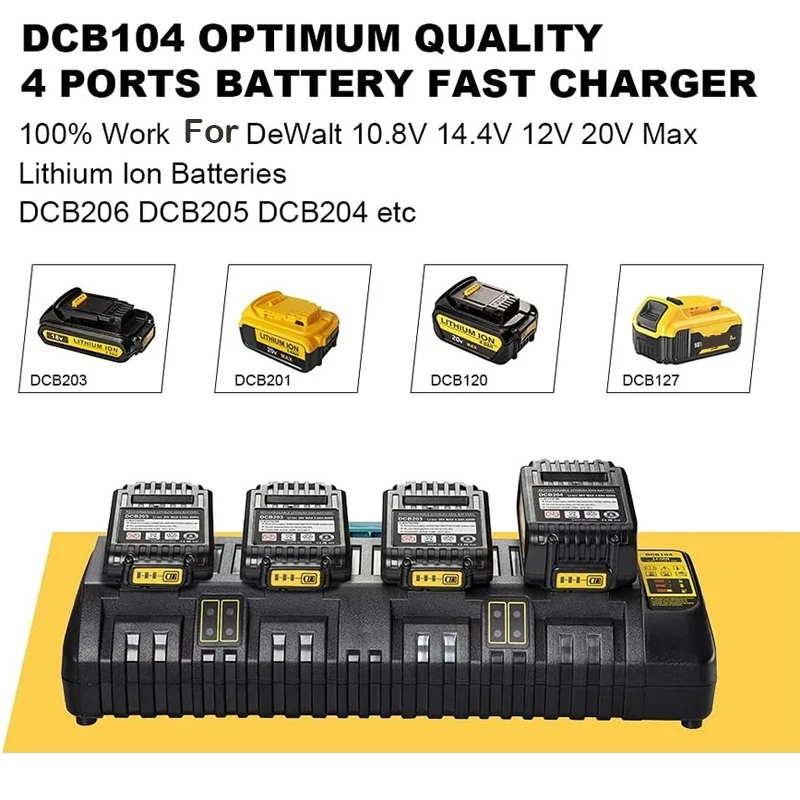 Nuovo per Dewalt 14.4V 18V 20V caricabatteria al litio DCB104 DCB102  batteria agli ioni di litio DCB118 DCB1418 DCB140 DCB183 DCB200 USB Out 5V  - AliExpress