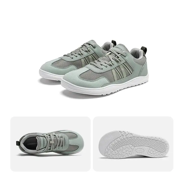 HOBIBEAR Unisex-Schuhe mit breiter Zehenpartie, Barfuß, Zero Drop, minimalistische Turnschuhe, Mesh-Kunstleder, Patchwork-Schnürschuhe – Detail 4