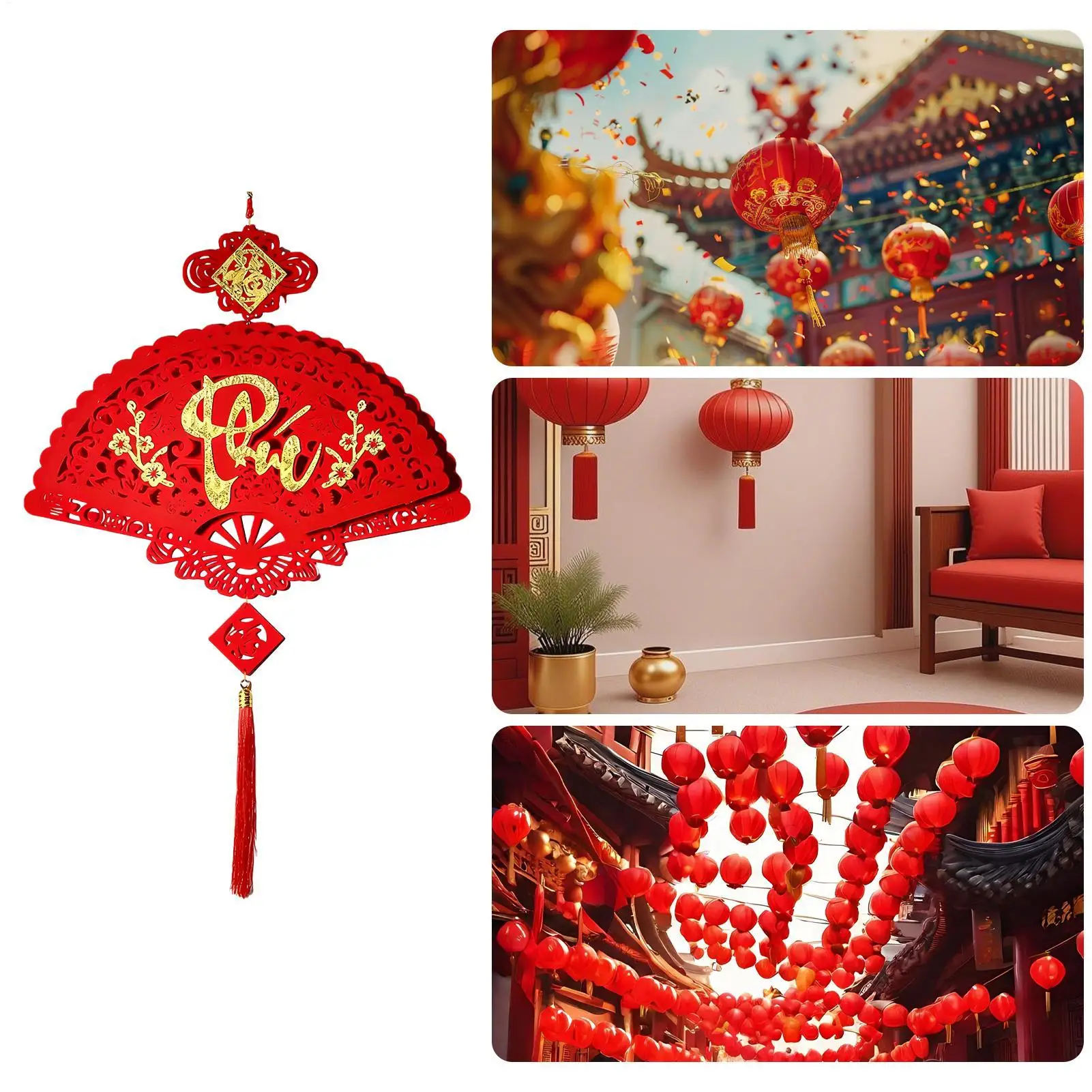 2026 Chinesischer Glücksanhänger Rot-Gold-Thema Anhänger-Ornamente für Zuhause Büro Auto Tür Wand Chinesische Neujahrs-Dekorationen – Detail 8