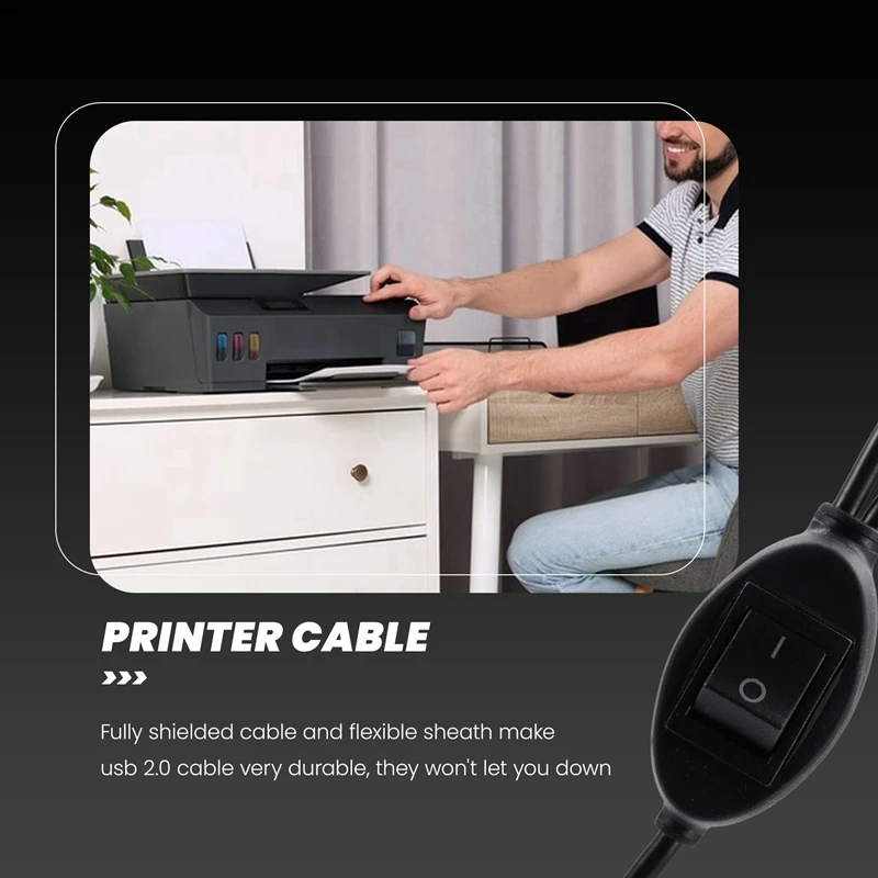 2 in 1 프린터 케이블 USB A-B 남성-남성 프린터 케이블(두 대의 컴퓨터용 프린터 분배기용) B-A23U