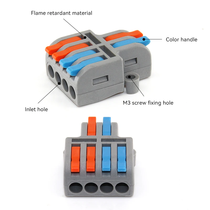 Mini conectores de Cable de cableado rápido, divisor compacto Universal, conductores eléctricos, bloque de terminales doméstico Push-in, caja de herramientas de unión