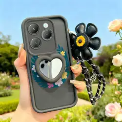 Colorful Garland Phone Case Set with Lanyard and Craft Embellishments - 3 Piece Bundle for Infinix Hot 60 (Black)