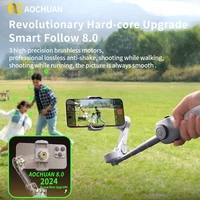 AOCHUAN Smart V8 3-Axis Handheld Gimbal Stabilizer With Extension Rod Tripod Face Tracking for iPhone Android Livestreaming Vlog - Image 4