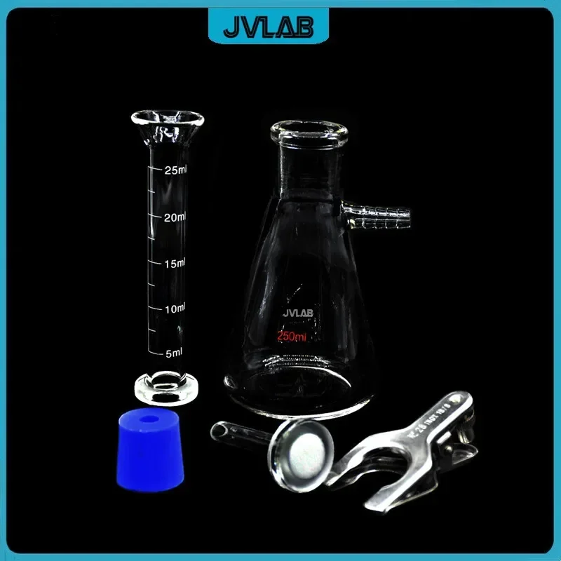 Vacuum Filtration Apparatus 250 ML Glass Sand Core Liquid Solvent Filter Unit Device With Filter Cup Flask Silicone Plug