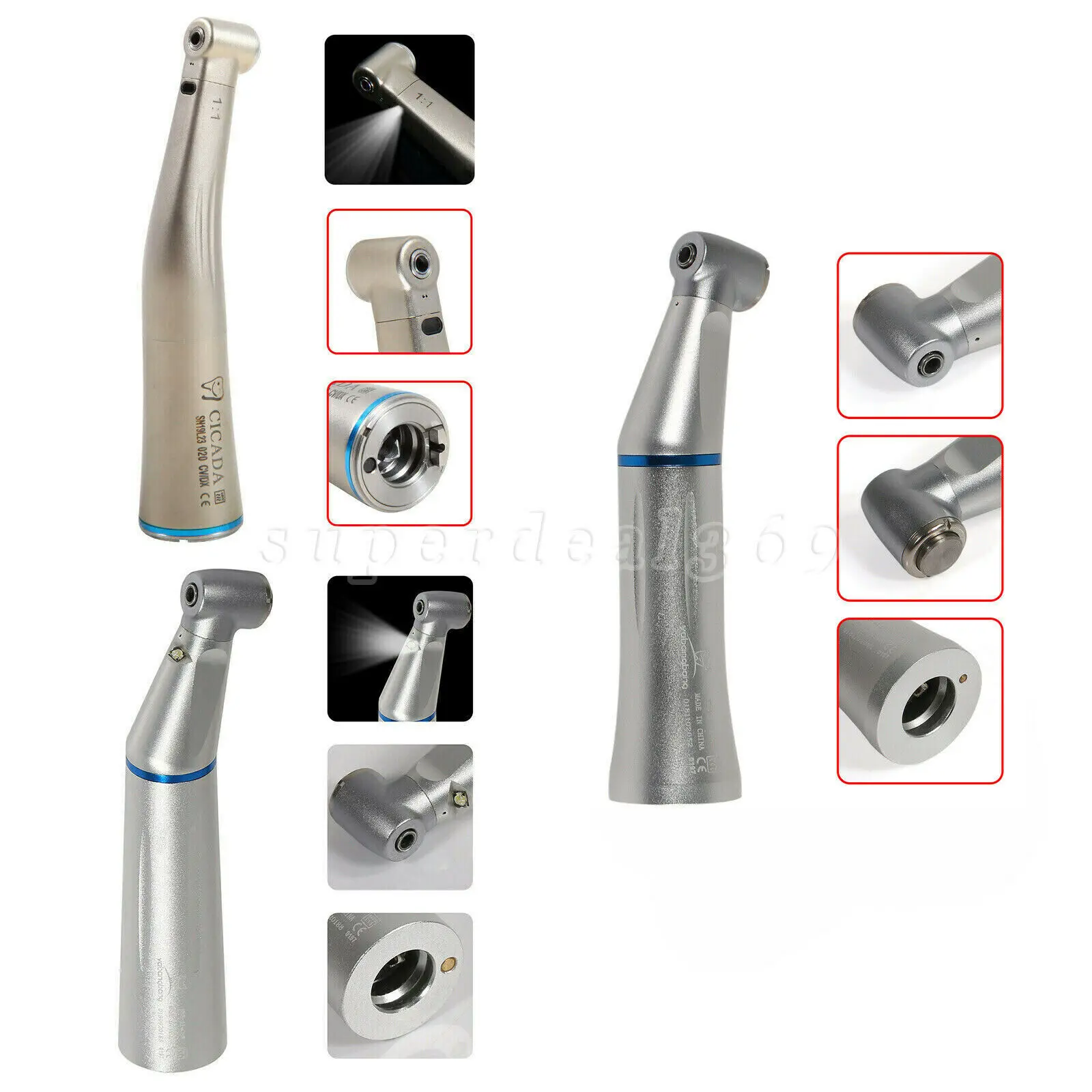 

Dental Contra Angle Slow Low Speed/LED E-generator/Fiber Optic Handpiece Inner Water Spary Fit NSK Kavo