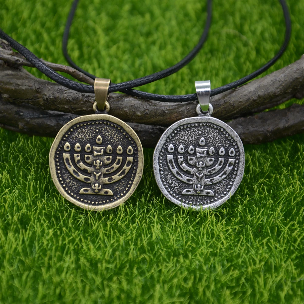 Menorah Jewish Pendant Necklace 6