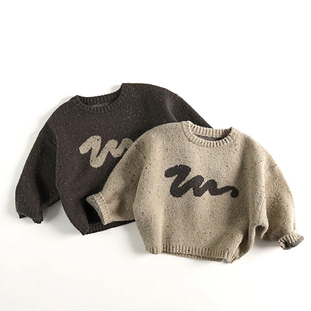 Kids Knit Sweaters Loose Style O Neck Pullover