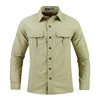 Men Shirt Outdoor Workwear Shirt for Men Quick Dry Breathable Waterproof Long Sleeve Top with Big Pockets Lapel Plus for Spring 3