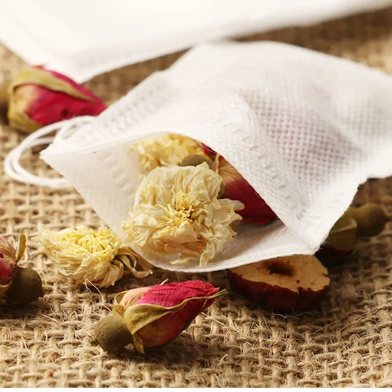 Disposable Tea Bags Disposable Tea Filter Bags 100 Pieces Disposable Tea Bag Drawstring Tea Filter Bags Empty Filter Cotton Bag for Loose