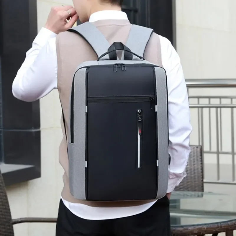 남성용 비즈니스 컴퓨터 가방, 멀티 포켓, 대용량 USB 충전, 출퇴근 배낭, 15.6 인치, 1 팩