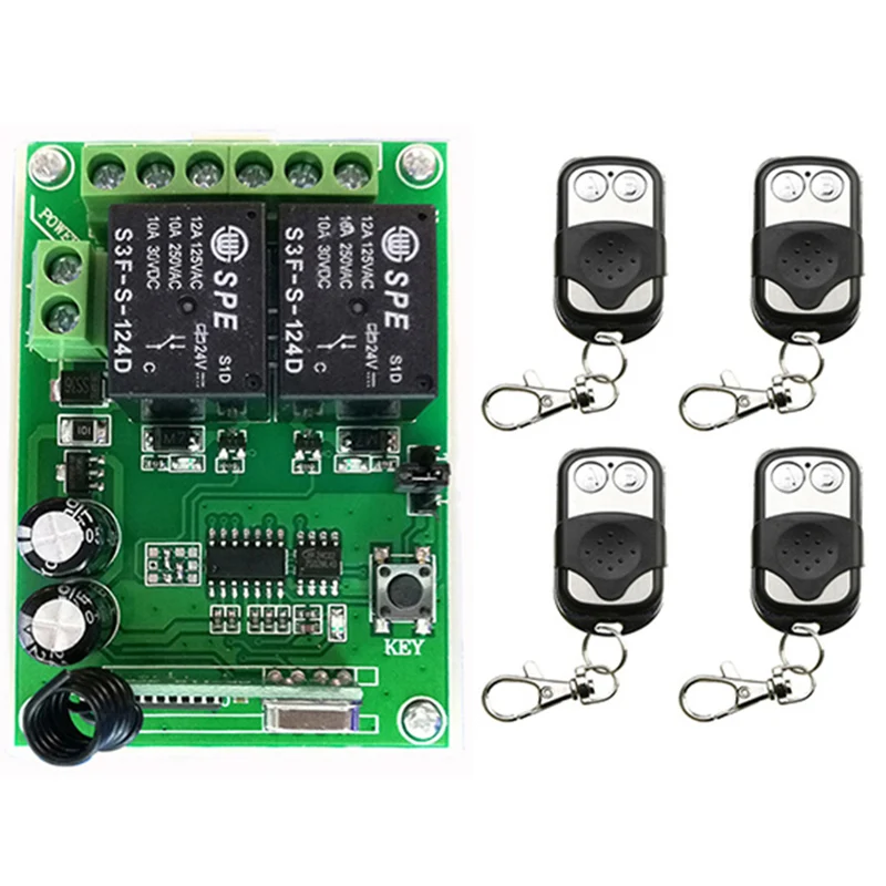 

DC24V 2CH Radio Controller RF Wireless Push Remote Control Switch Transmitter+Receiver light /lamp/ window/Garage Doors shutters