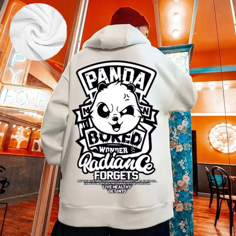 Hooded Sweater Men's Trendy Brand Large Size M-8XL Men's Autumn And Winter Style Plush And Thick Fat Hip-hop Pullover Jacket