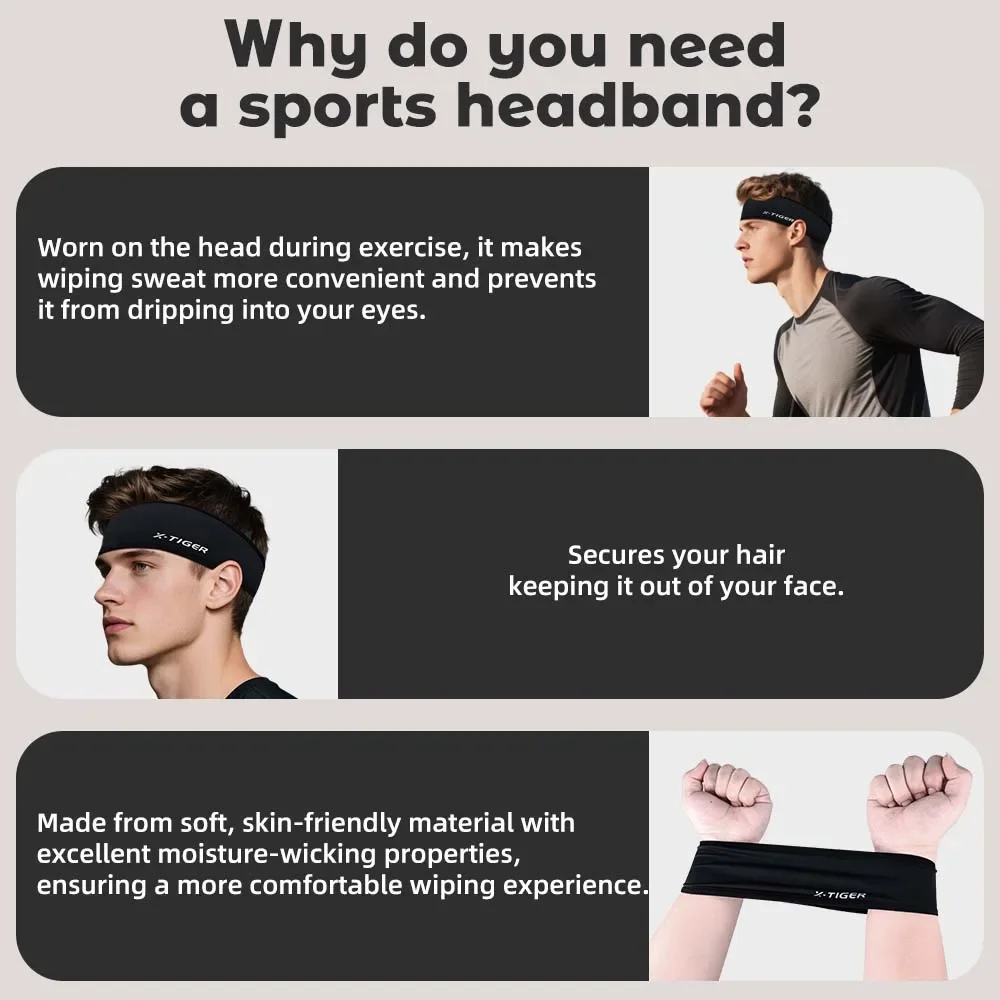 X-TIGER Cycling Headband Moisture Wicking Fitness Running Headscarf Breathable Quick Drying Sports Headband Sweat Band