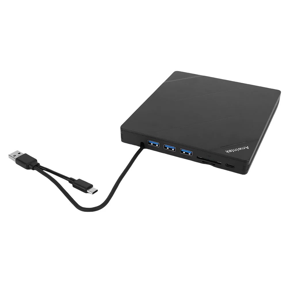 USB 3.0 C타입 슬림 DVD RW CD 라이터, 드라이브 버너 리더, 휴대용 DVD +/-RW 플레이어, 노트북 데스크탑 PC Mac OS Windows/Linux용