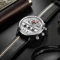 Montre à Quartz électronique de luxe pour hommes montres d'affaires hommes créatifs montre-bracelet Unique rotation Date bracelet en cuir montres 3