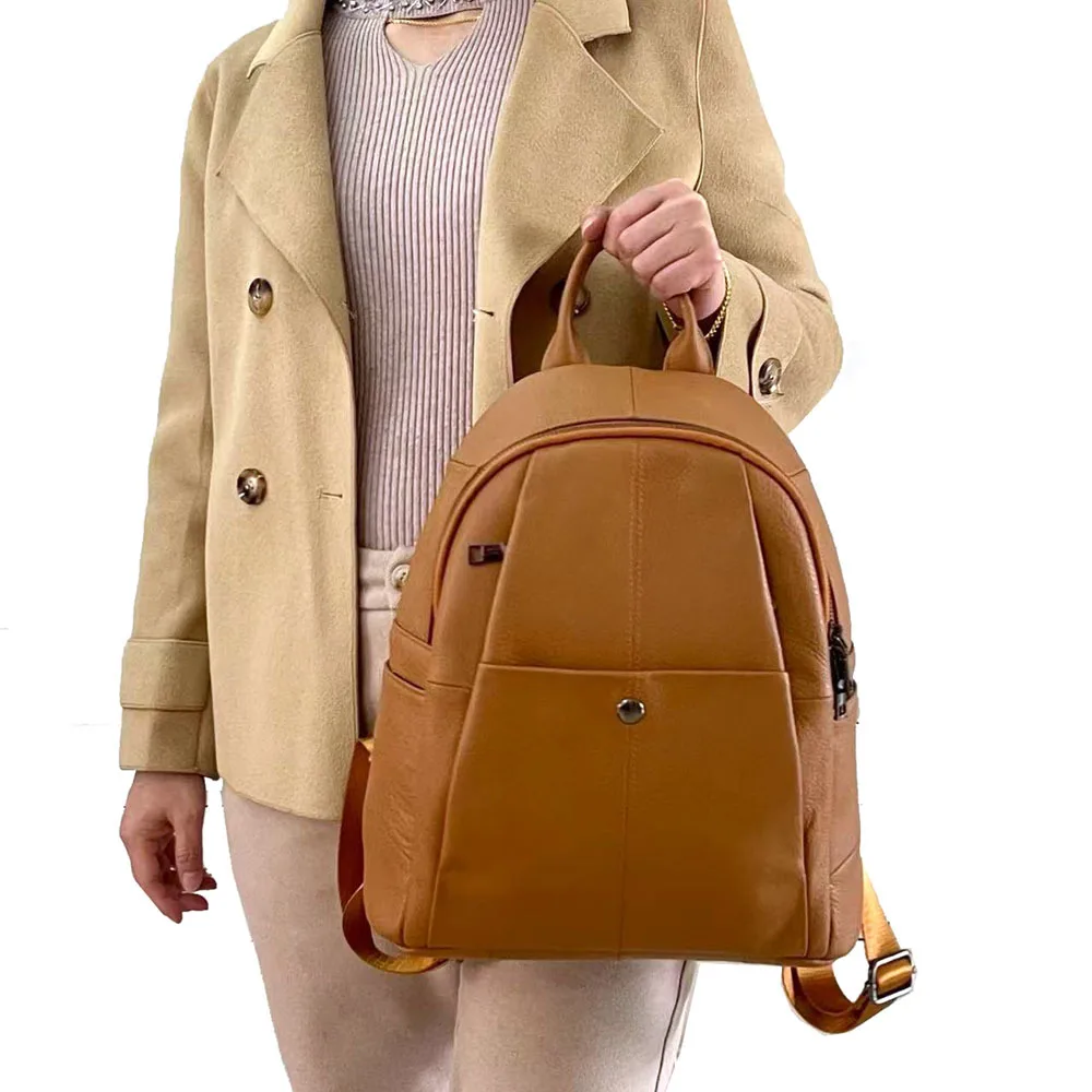 Modischer Damen-Rucksack aus echtem Leder, multifunktionale Damen-Tragetasche oder Umhängetasche, 2025, neuer Reiserucksack aus echtem Rindsleder – Detail 3