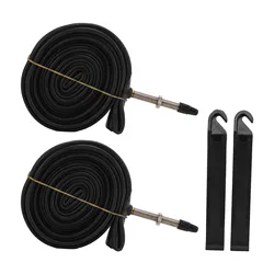Dual Pack Bike Inner Tubes with Presta Valve & Tire Levers - 700x23C Butyl Rubber (60mm Presta Valve)
