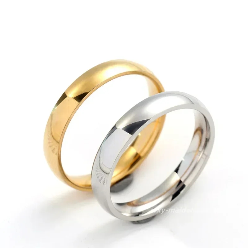engagement rings wedding rings couple rings fashion rings fashion ring stainless steel rings finger rings metal rings 4mm Stainless Steel Ring for Women and Men Classic Couple Rings Wedding Engagement Jewelry