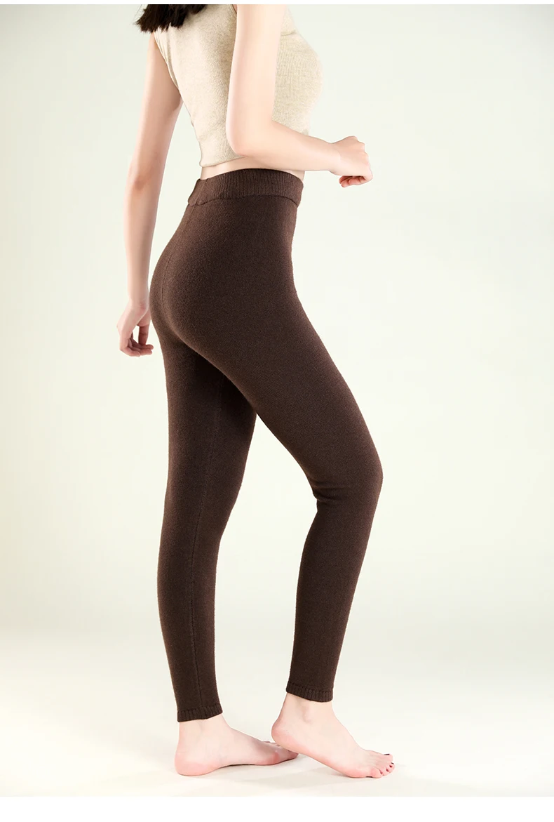 Wool Leggings Women – Slim Fit Autumn Winter Ankle Length Pants With Elastic Waist