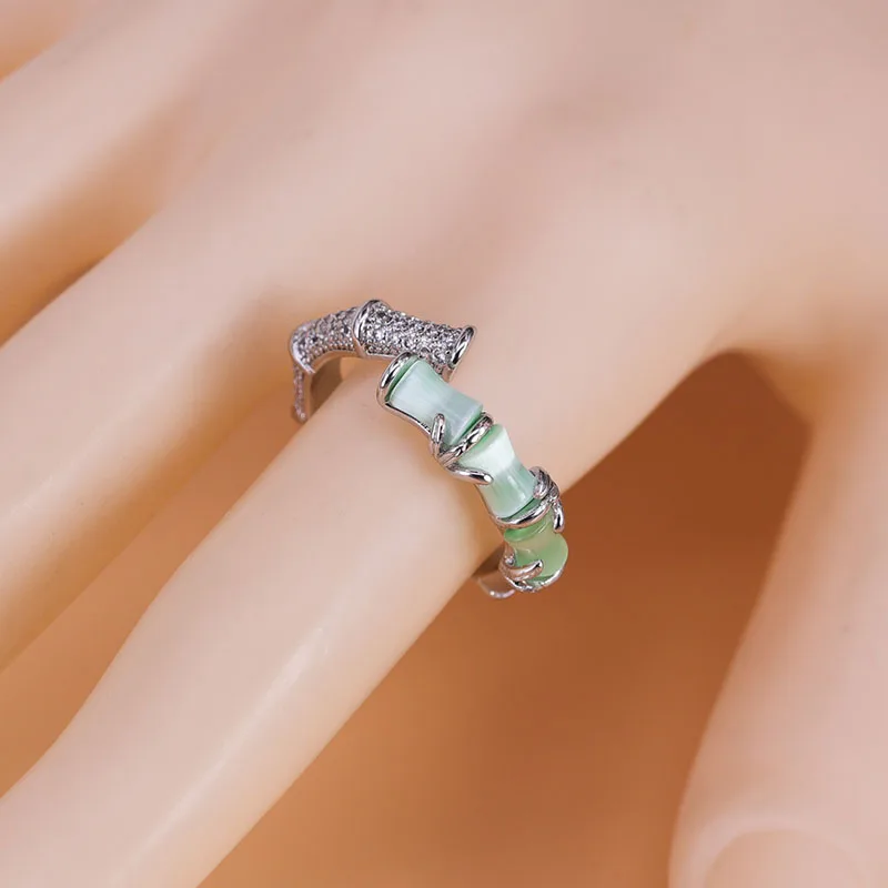 

PANJBJ 925 Sterling Silve Bamboo Hotan Jade Ring for Women Girl Gift Minimalism Retro Design Versatile Jewelry Dropshipping