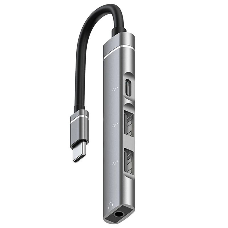 4 in 1 Type C 허브 USB2.0 3.5mm 이어폰 어댑터 USB C 도크 허브 지원 OTG TypeC 도킹 스테이션 R9UA