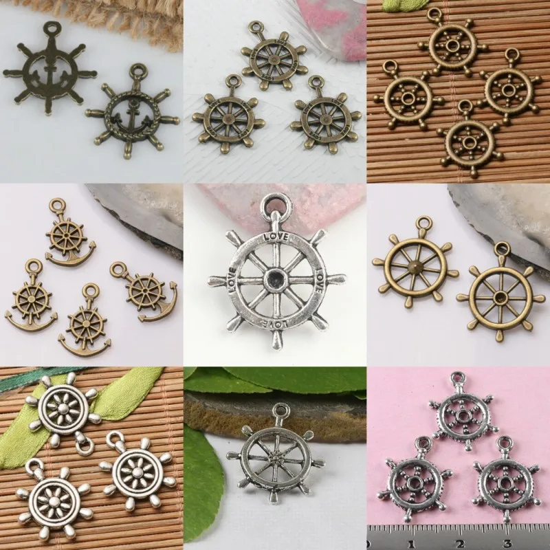 

2-colors Ship Rudder Design Charms To Pick 10pcs Lot Charms for Jewelry Making