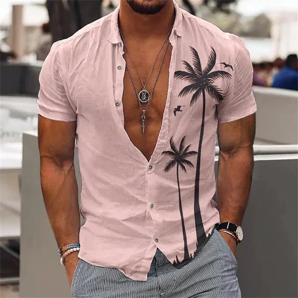 Coconut Hawaiian Shirt Men's 3d Print Casual Beach Men's Shirt Streetwear Men's Oversized Shirt Top Summer Short Sleeve
