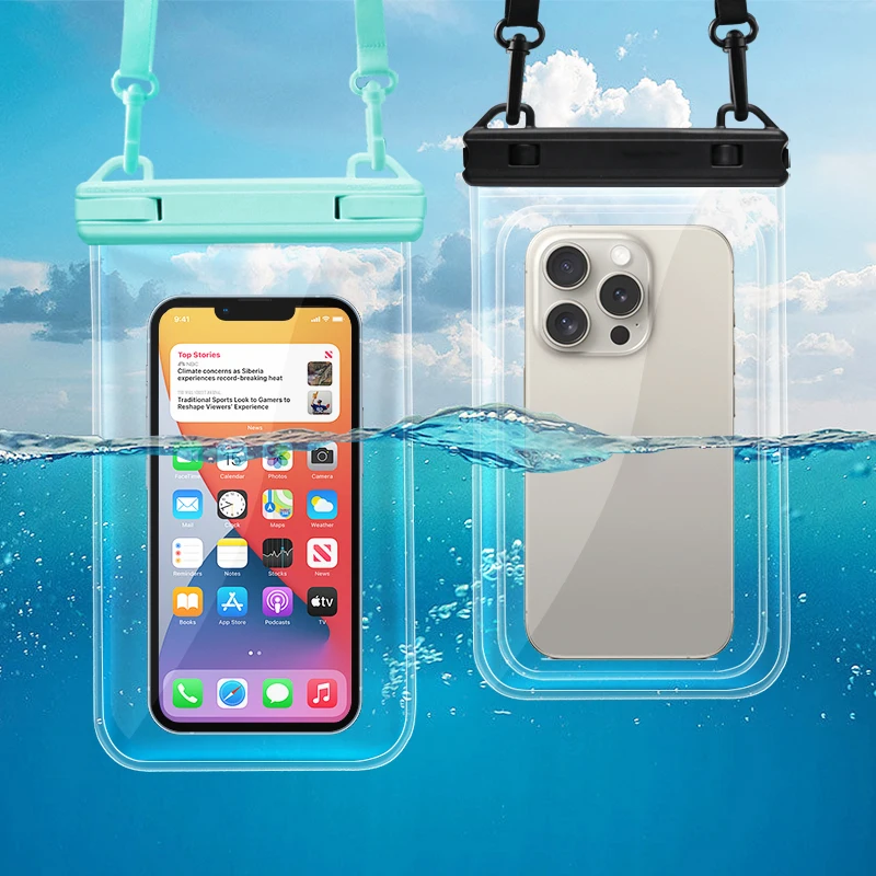 

HAISSKY Crossbody Waterproof Phone Pouch For iPhone 15 14 13 12 11 Pro Max 15 Plus Universal Swimming Beach Water Proof Pouch