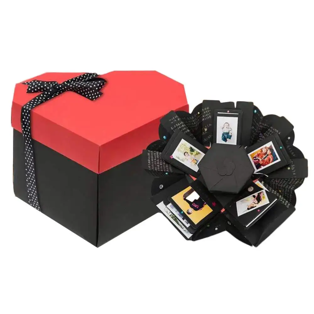 Paper Love Heart Explosion Box Handmade Self-adhesion Folding Photo Album Gift Box Multi-Layer Scrapbook
