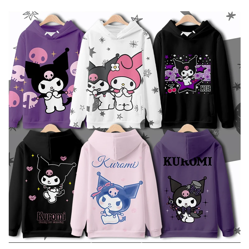 

Sanrio Kuromi Halloween Anime Cartoon Kawaii Hoodie Hoodie Rest Sports Boy Girl Keep Warm Jacket Two-Dimensional Sweet 2023