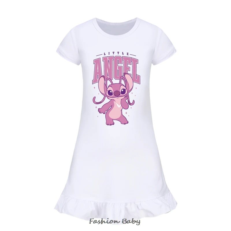 Hot Lilo And Stitch Cosplay Costumes Fashion Knee-Length Dresses Teenagers Cartoon Girl Pajamas Children Nightgown Girls Clothes