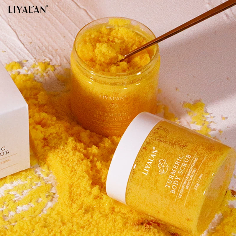 Turmeric Body Scrub Soften Cutin Smooth Skin Moisturizing Sea Salt Exfoliating Pore Cleaning Brighten Lighten Dark Spots Acne body scrub
