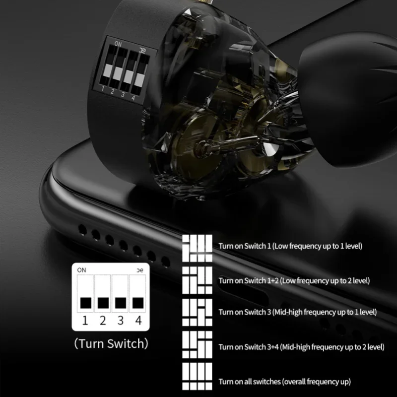 1Z Pisces Dual Dynamic Drive Unit Earphones With Sound Adjustment Switch Two Versions Optional In Ear Earbuds_voghion.com
