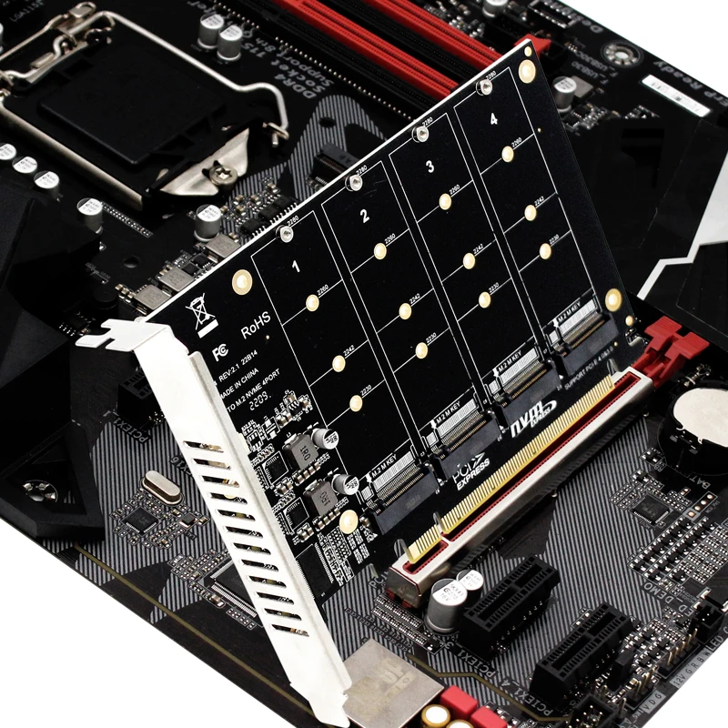 Amazon.co.jp: M.2 SSD to PCIe X16拡張カード NVMe PCIeアダプタ 最大32Gbps 2280 2260 2242  2230mm対応 プラグアンドプレイ : パソコン・周辺機器 PCIe X16 に 4 ポート M.2 NVMe アダプタ拡張カード 256 グラム 2230 2242 2260 2280 NV