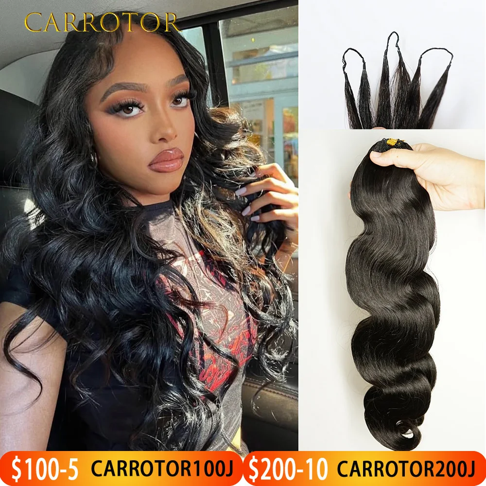 Extension per capelli all'uncinetto Feather Crochet Braid, senza nodi, pre-separati, in capelli umani, ondulati, 100% capelli umani